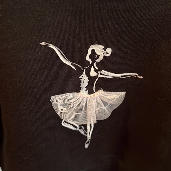 Janie and Jack girls size 4 black sweatshirt with pink ballerina detail - Picture 4 of 4